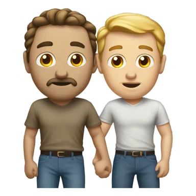 white Men in pants wear kissing sticker