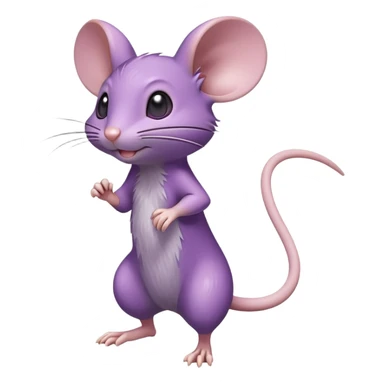 Rattata, classic purple mouse Pokémon, standing on two legs, energetic pose sticker