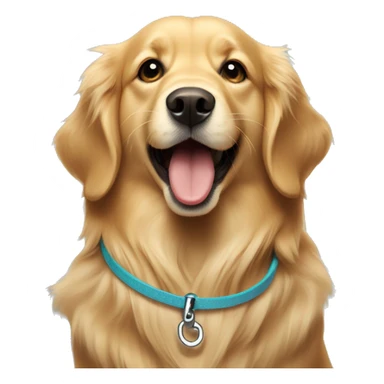 golden retriever holding a leash in her mouth sticker