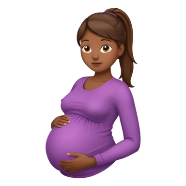 pregnant woman, brown hair, dark skin, ponytail, only abdomen, neck and head sticker