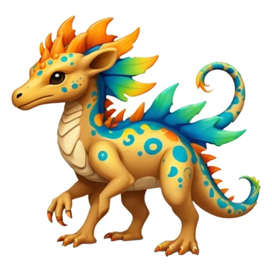 a colorful edgy vernid-fionbri-creature with splash patterns full body sticker