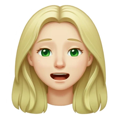 ios emoji style, blonde with long hair and pale green eyes crying, laughing, thoughtful and winking, appearance taken from reference sticker