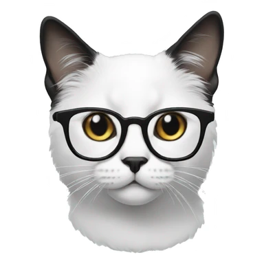 black and white cat in glasses sticker