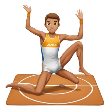 high jumper landing on the mat, celebratory pose sticker