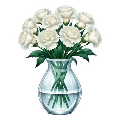 Bouquet of white Carnation flowers in crystal vase sticker