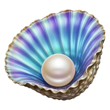 An iridescent oyster with a pearl in it sticker