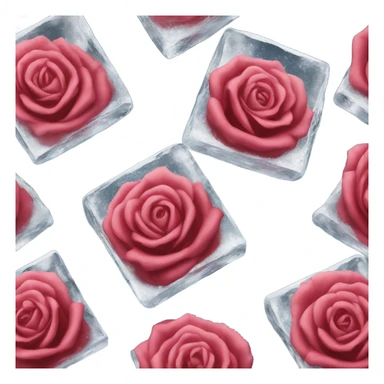 roses on ice cubes  sticker