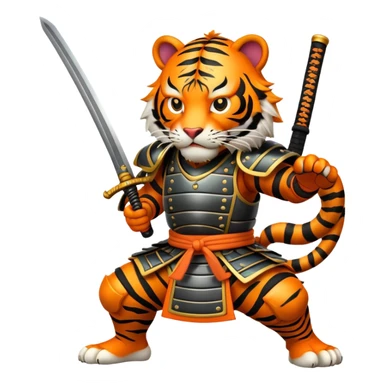 Tiger samurai with armor and katana sticker