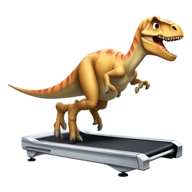 dinosaur runs on a treadmill sticker