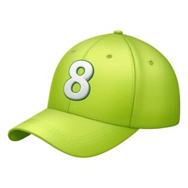 light lime cap with number “8” on it sticker