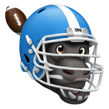 hippo with football helmet blue sticker