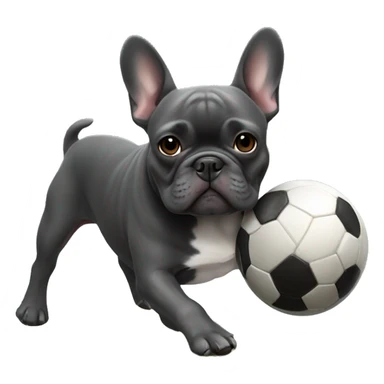 dark gray french bulldog playing soccer sticker