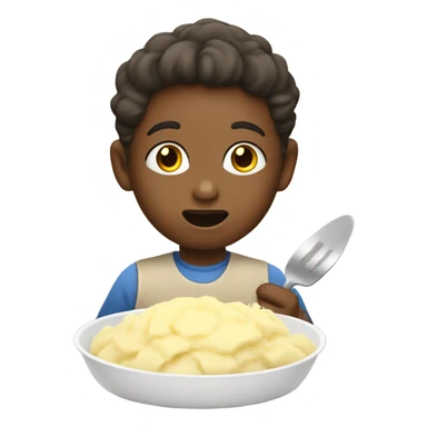 The child eats mashed potatoes sticker