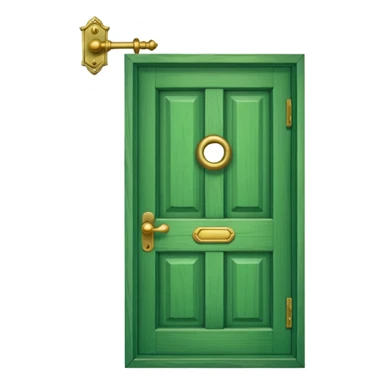 A simple green door emoji with a handle, a window, and a knocker sticker