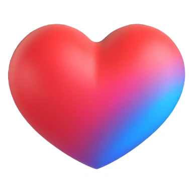 3D heart-shaped emoji, gradient color, Microsoft 3D Fluent style sticker