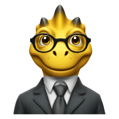 a yellow dinosaur in glasses sticker