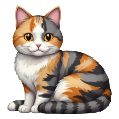 full body colourful light patched calico + white tabby cat cuddling a big dark grey and white tabby cat  sticker