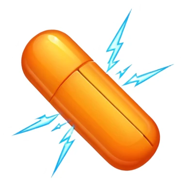 orange pill with a spark on it  sticker
