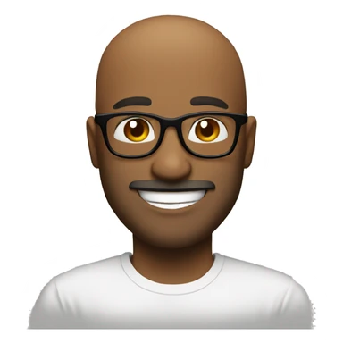 bald facial hair guy with glasses and white t-shirt smiling sticker