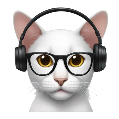 cat with black glasses and headphone sticker