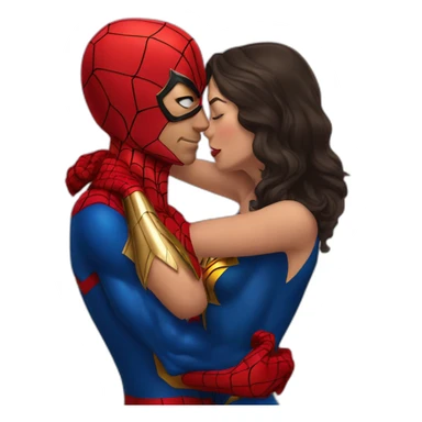 Wonderwoman kissing spiderman sticker