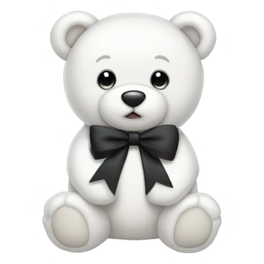 Cute white teddy bear with black bow sticker