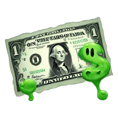 Dollar bill with slime on it sticker