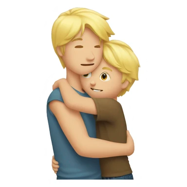 blond boy rejecting a hug from his father sticker