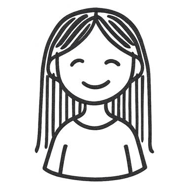 minimal line art of a girl with long straight brown hair sticker
