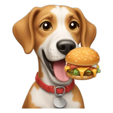 Dog eating hamburg sticker