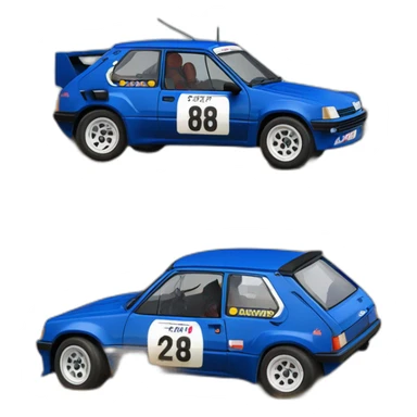 Voiture peugeot 205 bleu en rallycross sans eleron  sticker