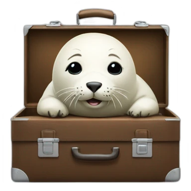 White young seal in tie and with briefcase and closed eyes is very busy sticker