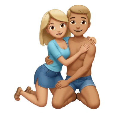 man on knees facing woman hugging her waist sticker