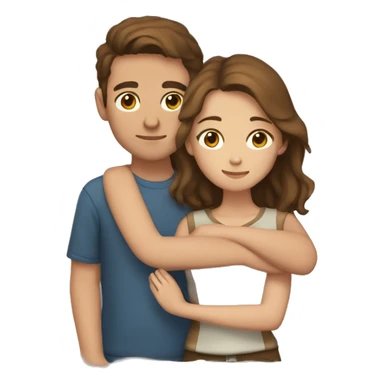 couple boy and girl, with brown hair are cuddling sticker