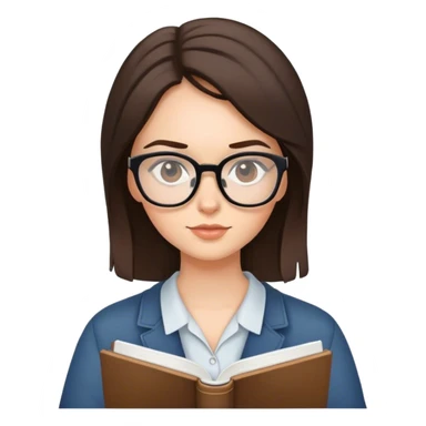 brunette with glasses studies sticker