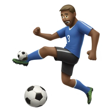 Man with 3 arms kicking a soccer ball sticker