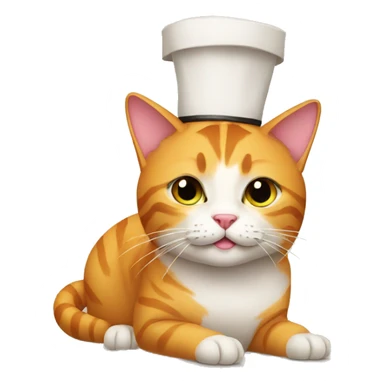 Cat wearing a sushi hat sticker