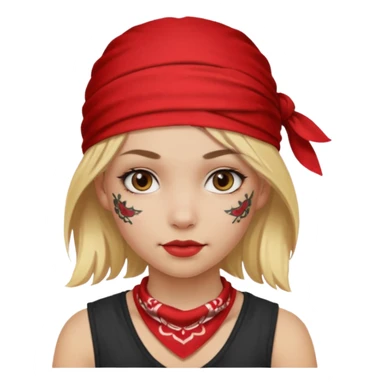 blonde hair with red head bandana and lots of face tattoo girl sticker