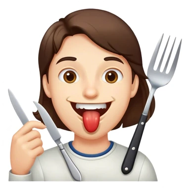 Drooling yummy with knife and fork  sticker