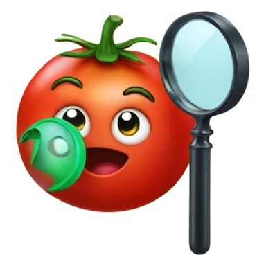 happy tomato with magnifying glass sticker