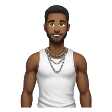guy wearing tanktop and metal chain around neck sticker