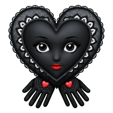 goth heart with a black lace glove sticker