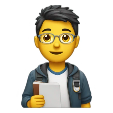 Estudiante despeinado saludando sticker