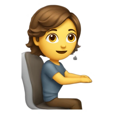 Brown hair Developer sitting within a computer sticker