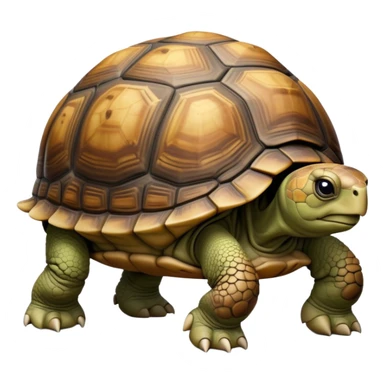 cinematic-tortoise-realistic-full-body-walking-emoji,-sturdy-domed-shell-in-rich-earthy-tones,-thick-scaled-legs-moving-slowly-but-deliberately,-wrinkled-wise-face-peering-ahead-with-calm-determination,-large cute eyes-reflecting-centuries of wisdom sticker