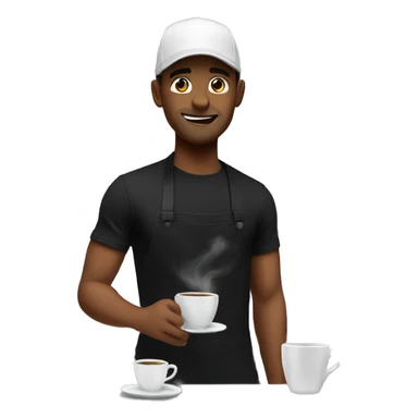 barista making coffee in black apron and black t-shirt in cap sticker