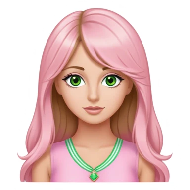 pretty white woman with very long brown hair and green eyes and light pink outfit dressed like sharpay evans sticker