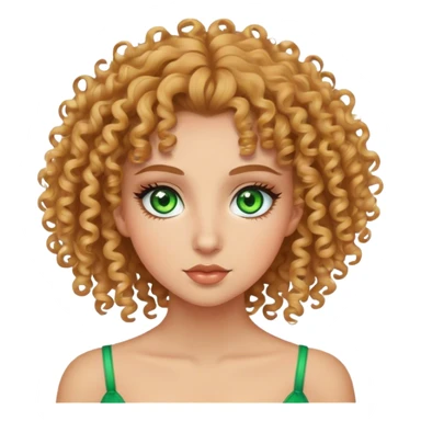 curly haired girl, lightskinned, green eyes, really pretty and long lashes sticker