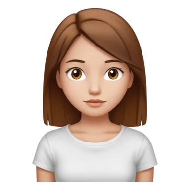 girl with brown straight hair, clean girl, trapless white t-shirt sticker