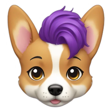 fat corgi and purple hair girl sticker